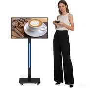 JASZDOT Ecran publicitaire numérique 32" sur Roues, kiosque LCD sans Tactile, Support Roulant réglable, contrôle APP Android 14, Lecteur Automatique, HDMI/USB
