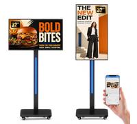 JASZDOT Ecran publicitaire numérique 32" sur Roues, kiosque LCD sans Tactile, Support Roulant réglable, contrôle APP Android 14, Lecteur Automatique, HDMI/USB
