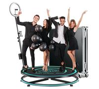 JASZDOT Photobooth 360 100cm, Appareil Photo Booth avec Mallette, Anneau Lumineux RVB, Contrôle par Application, Logo personnalisé Gratuit, Automatique à Rotation 360° pour 4 à 5 Personnes