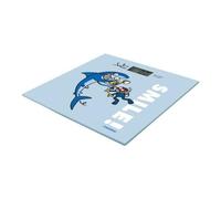 Jata 295K - Balance de salle de bain numérique, écran LCD, haute précision, extrudée, capacité de 150 kg, plate-forme en verre, arrêt automatique, avec pile, design Kukuxumusu