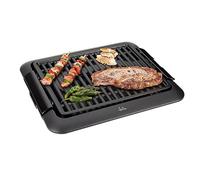 Jata BQ108 Barbecue électrique pour utilisation en intérieur, sans fumée ni odeur, 1250 W, surface 320 x 260 mm, amovible, plateau pour ramasser les sauces, nettoyage facile, anti-adhésif, noir