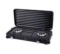 Jata Cuisinière de camping JECG2702 – 2 feux avec gril – Compatible butane/propane – Argenté
