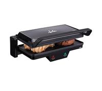 Jata Gril de table électrique, 1000 W, métal, noir, 27 x 14 cm, thermostat, grande ouverture à 180 degrés, surface de gril inclinable, bac à miettes pour graisse