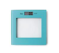 Jata HBAS1290 Balance de salle de bain numérique, écran LCD, haute précision, extra plate, capacité de 150 kg, plate-forme en verre, arrêt automatique, batterie incluse, bleu