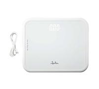 JATA HOGAR 535 Balance de salle de bain numérique sans piles Charge USB 4 capteurs Haute précision Écran LED Extra plat Jusqu'à 150 kg Dimensions 29 x 24 x 1,8 cm