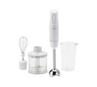 JATA JEBT1127 Mixeur plongeant 600 W avec accessoires, mini pimer avec hachoir, tiges et verre 500 ml, 2 vitesses + turbo, pied en acier inoxydable amovible