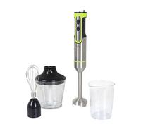 JATA JEBT1789 Mixeur plongeant, 1200 W, vitesse réglable, fonction turbo avec 17 000 tr/min, 4 lames en acier inoxydable, comprend des accessoires : hachoir, fouet et gobelet de 500 ml