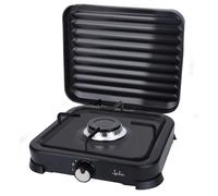 JATA JECG2701 Réchaud à gaz portable à 1 flamme avec grill. Convient pour le butane et le propane. Avec couvercle de protection amovible. Idéal pour le camping. Peu encombrant