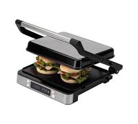 JATA JEGR1529 - Grill électrique numérique 2000 W. Grille avec ouverture totale à 180° | Écran LED | Plaques mixtes antiadhésives sans PFOA | Couvercle basculant | Plateau récupérateur de graisses