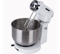 Jata MZ670 Pétrin et mixeur avec bol en inox de 3,5 l 5 vitesses Socle rotatif Curseur de réglage du bol 2 spirales de pétrissage et 2 fouets de mélange