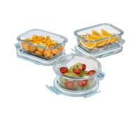 JATIBOSH Boîtes de Conservation Alimentaire en Verre avec Couvercles Hermétiques, Lot de 4 Pièces, 2 Bases et 2 Couvercles en Plastique, sans BPA, Convient aux Fours Micro Ondes, 450Ml (15.84Oz).