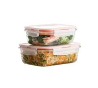 JATIBOSH Conteneurs en Verre, Réservoir de Stockage Alimentaire, Contenants Hermétiques avec Couvercles, sans BPA, Passe au Micro Ondes, au Four, au Congélateur et au Lave Vaisselle, 650/1000Ml.