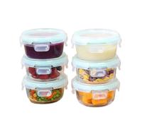 JATIBOSH Ensemble de 6 Articles, Boîtes Alimentaires en Verre avec Couvercles à Verrouillage Rapide, Conteneurs Hermétiques pour La Préparation des Repas, Passent au Micro Ondes, Four, 210Ml.