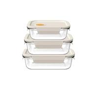 JATIBOSH Lot de 3 Boîtes de Conservation en pour Repas, Conteneurs en Verre, Contenants Hermétiques avec Couvercles, sans BPA, Passe au Micro Ondes, au Four, au Congélateur et au Lave Vaisselle.
