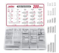 JatilEr Assortiment de 200 ressorts de traction - 20 tailles - Ressorts en métal - Ressorts hélicoïdaux en acier inoxydable - Assortiment avec boîte de ressort - Kit pour outils, appareils, outils à