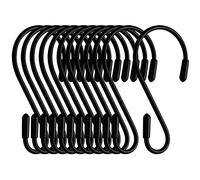 JatilEr Lot de 12 crochets en S noirs de 8 cm en forme de S en métal pour vêtements, ustensiles de cuisine, outils, articles de jardin