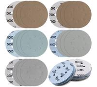 JatilEr Lot de 20 disques de ponçage à 8 trous Grain 3000/4000/5000/7000/10000 Disques de ponçage secs et humides avec Disques de polissage pour bois, métal et peinture