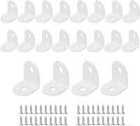 JatilEr Lot de 20 équerres d'angle 20 x 20 mm, équerres d'angle à 90 degrés en métal avec 40 vis pour fixation de meubles en bois - Blanc