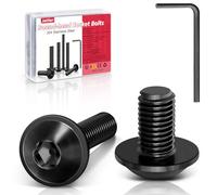 JatilEr Lot de 20 vis à tête bombée M6 × 16, à six pans creux avec bride, en acier inoxydable 304, noires A2 V2A, filetage complet, avec llen