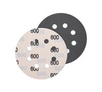 JatilEr Lot de 5 feuilles de papier abrasif 125 mm grain 600 - Ronds - 8 trous fins et secs - Carbure de silicium - Ponceuse excentrique - Papier abrasif pour polissage de voiture, métal, bois