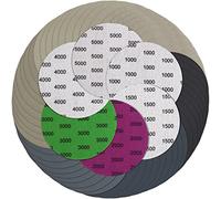 JatilEr Lot de 60 feuilles abrasives 125 mm grain 1000/1500/2000/3000/4000/5000 Grain 125 mm sans trou, kit de ponçage en résine époxy, disques abrasifs à eau pour bois, métal et peinture