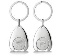 jatimdotin 2 Pièces Caddie Jeton Universel en Acier Inoxydable, Porte-clés pour Chariots, Puce Amovible pour Chariot de Supermarché