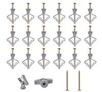 jatimdotin 20 Pieces Cheville Brique Creuse Forme Papillon, Fixations Pour Plaques De Plâtre Avec 20 Pieces Vis, Cheville Placo pour Plaques Plâtre, Panneaux Fibres Gypse, Murs Creux