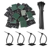 jatimdotin 200pcs Attache Cable, Serre Cable avec 100pcs Support de Base Autocollant, 150mm × 2.5mm Professionnelles Attache Câble Pour Gestion des Câbles, Jardinage
