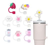 jatimdotin 8 Pièces Couvercles de Paille pour Tasse Stanley, 10 mm Pailles Couvre Antipoussière, Embouts de Paille Réutilisables pour Accessoires Stanley Cup