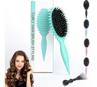 jatimdotin Brosse à Cheveux, Brosse à Poil de Sanglier, Bounce Coiffante pour Fixer et Modeler les Boucles, Coiffeur Outils pour Homme et Femme, Vert