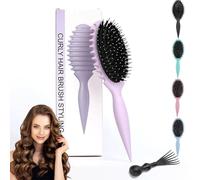 jatimdotin Brosse à Cheveux, Brosse à Poil de Sanglier, Brosse à Boucler, Brosse coiffante pour Fixer et Modeler les Boucles, Coiffeur Outils pour Homme et Femme, Violet