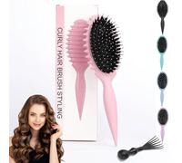 jatimdotin Brosse à Cheveux, Brosse à Poil de Sanglier, Brosse à Boucler, Brosse coiffante pour Fixer et Modeler les Boucles, Coiffeur Outils pour Homme et Femme, Rose
