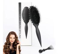 jatimdotin Brosse à Cheveux, Brosse à Poil de Sanglier, Brosse à Boucler, Brosse coiffante pour Fixer et Modeler les Boucles, Coiffeur Outils pour Homme et Femme, Noir