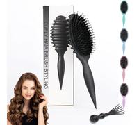 jatimdotin Brosse à Cheveux, Brosse à Poil de Sanglier, Brosse à Boucler, Brosse coiffante pour Fixer et Modeler les Boucles, Coiffeur Outils pour Homme et Femme, Noir