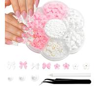 jatimdotin Décoratives pour Nail Art, Perle Ongle Nail Art, Breloques pour Ongles en Forme d'arc 3D, Nœud Papillon, Fleur Pour Sécoration des Ongles des Femmes