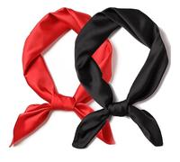 jatimdotin Foulard Carré, Lot de 2 Foulard Carré Femmes, 70x70cm Bandanas pour Femme Homme, Echarpe Carré pour Foulard, Accessoire de Cheveux, Bandeau, Mouchoirs (Noir et Rouge)