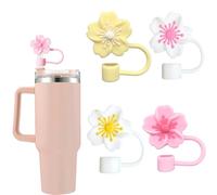 jatimdotin Lot de 4 couvercles de paille, 10 mm, en silicone, réutilisables, 4 couleurs