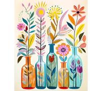 JATOK Kit de peinture par numéros pour adultes, débutants sur toile colorée avec symboles transparents, peinture à pigments acryliques faciles à faire soi-même, peinture pour décoration murale