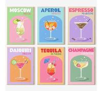 JATOK Lot de 6 peintures par numéros pour adultes, peinture par numéros - Tasse DIY avec pinceaux et peintures acryliques - Peinture à l'huile sur toile pour décoration de la maison - Sans cadre - 20