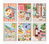 JATOK Pack de 6 Peinture par Numéros pour Adultes, Paint by Numbers, Kit DIY pour Table à Manger avec Pinceaux et Peintures Acryliques, Tableau à Peindre à la Main, Sans Cadre 25x35CM