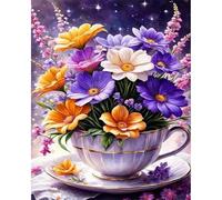 JATOK Peinture par numéros pour adultes, peinture par numéros, bricolage, fleur avec pinceaux et peintures acryliques, peinture à l'huile peinte à la main, toile pour décoration d'intérieur, sans