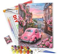 JATOK Peinture par numéros pour adultes, peinture par numéros, voiture DIY avec pinceaux et peintures acryliques, peinture à l'huile sur toile pour décoration d'intérieur, cadre, 30 x 40 cm