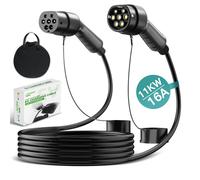 JATRHG Câble de Recharge 12 mètres EV 11KW 16Amp /Trois Phases/Véhicule électrique et Hybride Rechargeable de Type 2 à Type 2