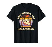 J'attends juste Halloween, un joli coucher de soleil vintage d'été T-Shirt