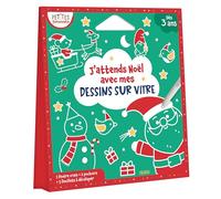 Collectif – J'attends Noël avec mes dessins sur vitre – 5 feuillets, 1 feutre craie, 2 pochoirs