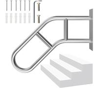 Jatwefiv 60cm Main Courante pour Escalier Exterieur,Mate Argent Main Courante Acier Inoxydable Forme de U,Mains Courantes Fixation Murale pour Personnes âgées/Femme Enceinte/Handicapé,Argent,24in