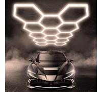 Jatwefiv Plafonnier LED Hexagonal Garage Hexagone - 4500K Lumière Eclairage Plafond Nid d'abeille pour Atelier, Gym, Entrepôt, Salon Auto, Décoration Intérieur, Lampe Murale,A