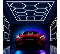 Jatwefiv Plafonnier LED Hexagonal Nid d'Abeille, 720W 86400 Lumens 6500K Éclairage pour Garage & Atelier | Installation Facile, 50 000h Durée de Vie, IP54,Y