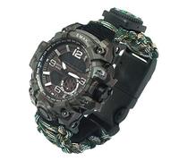 Jauarta Camping Outdoor Survival Watch Multi-Fonction Bracelet Compass Whistle Paracord Bracelet Equipment Tools Kit (Montagne)