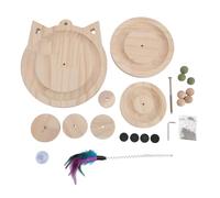 Jauarta Jouet à Balle de la Plate-Forme en Bois de Pin Multile Plusieurs Niveaux Réduisent Le Jouet à Rouleau Interactif de L'ennui pour Les Grattages de Chat Jouant
